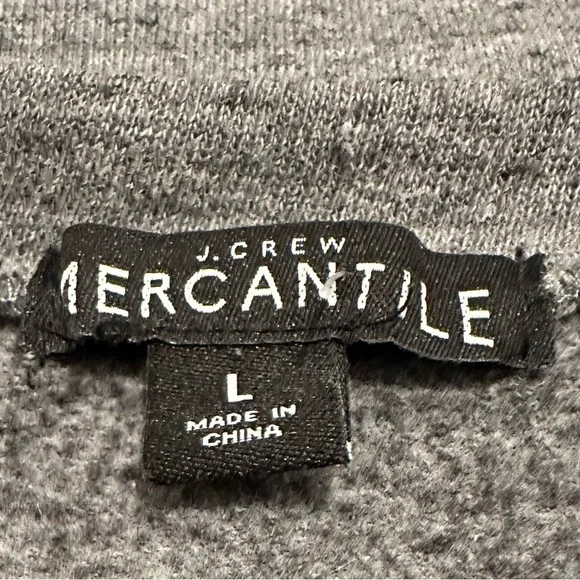 J Crew Mercantile  gray ruffled long sleeve shirt crew neck EUC SZL - Picture 5 of 6